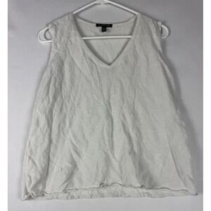 Eileen Fisher Blouse Womens M White Lyocell Italian Yarn Minimalist Tank Top